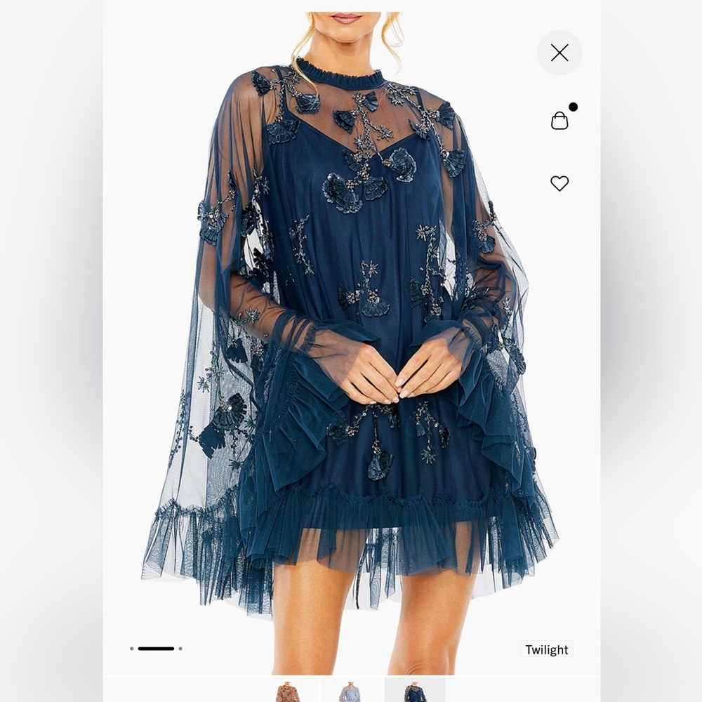 Mac Duggal Midnight Blue Embellished Mini Dress